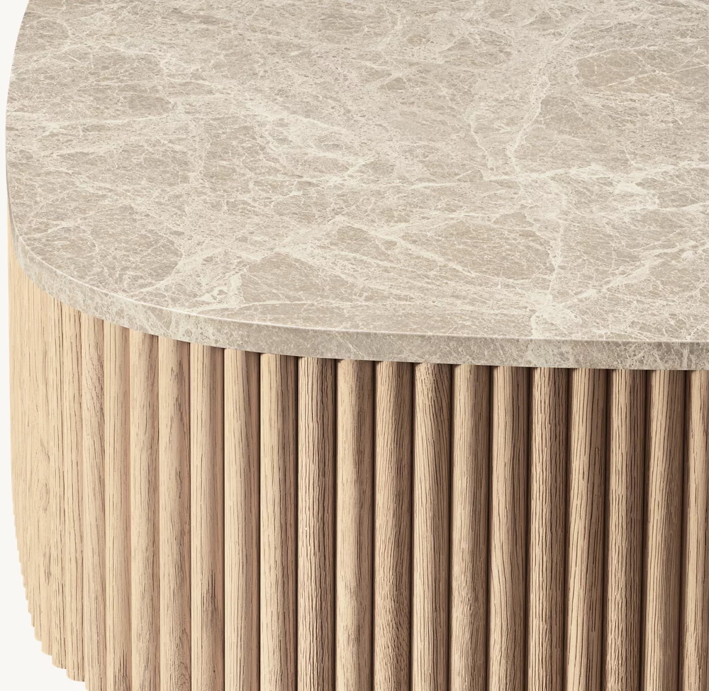 Details of the rectangular coffee table Détails de la table basse rectangulaire