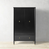 Armoire de rangement noire à double porte avec tiroir
