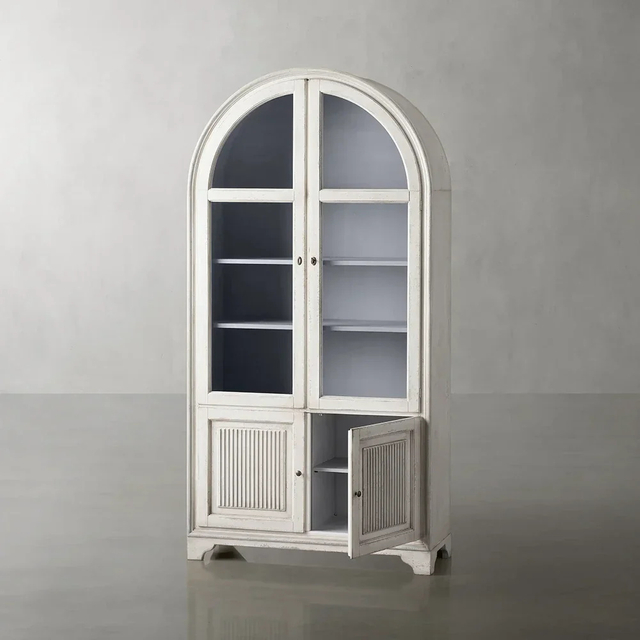 Armoire en verre à arc de sérénité de chêne blanc