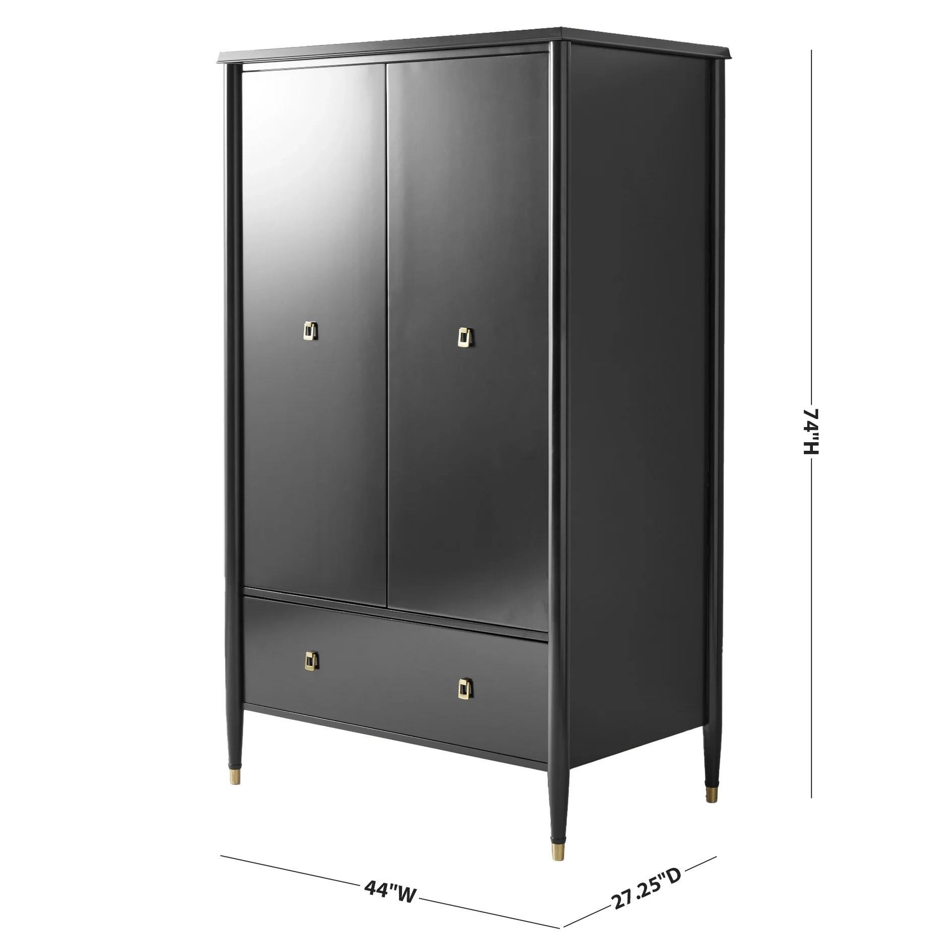 Armoire de rangement noire &agrave; double porte avec tiroir