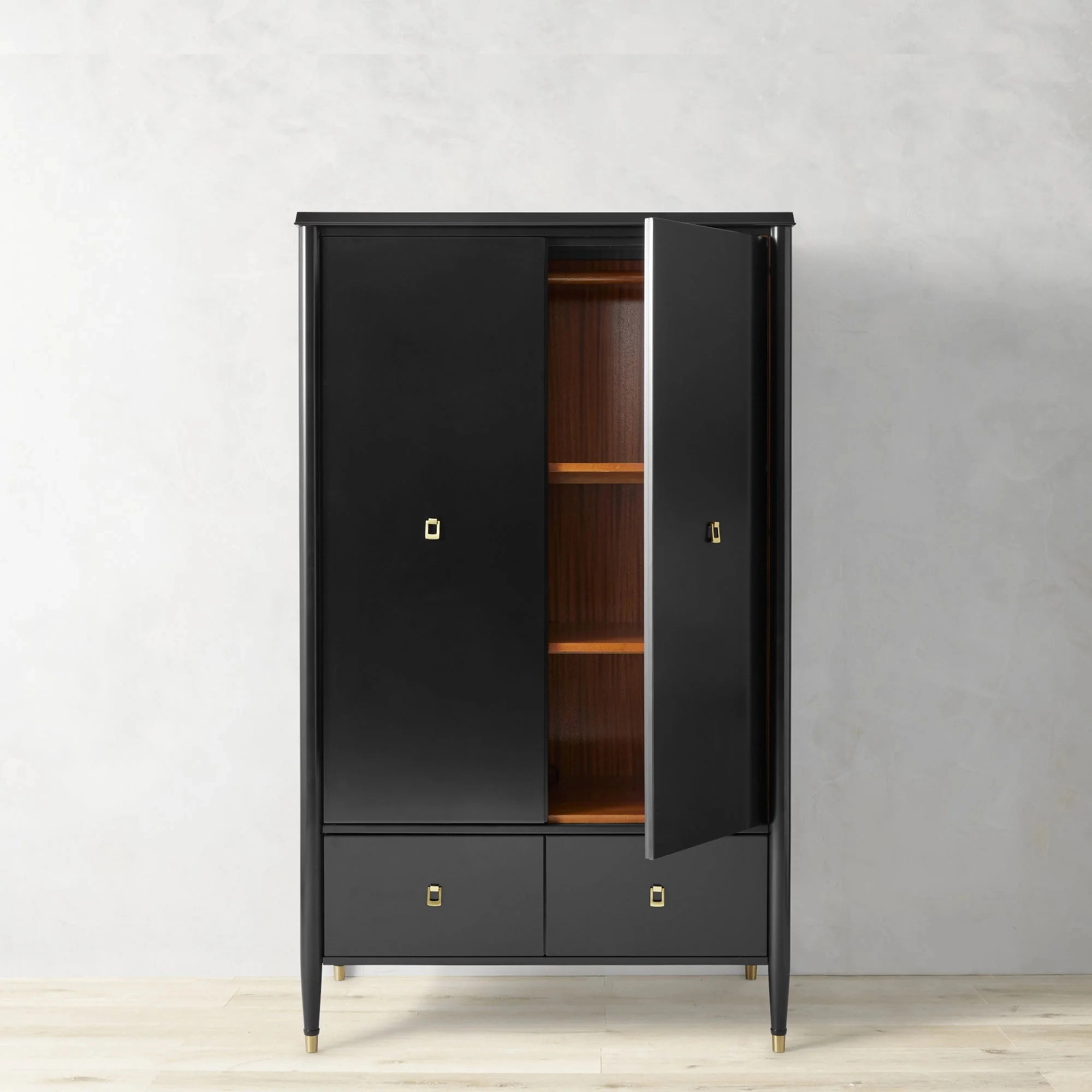 Armoire de rangement noire &agrave; double porte avec tiroir