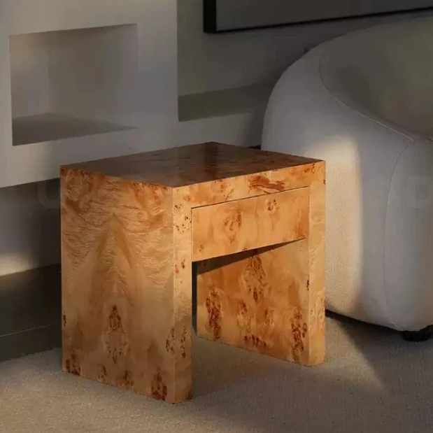  Table d'appoint en bois massif de style wabi-sabi