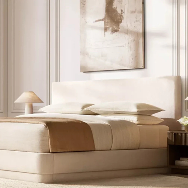 Lit double rembourré doux à tranche droite