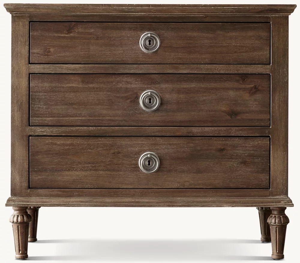 Rotin et bois fermé la table de nuit fermée