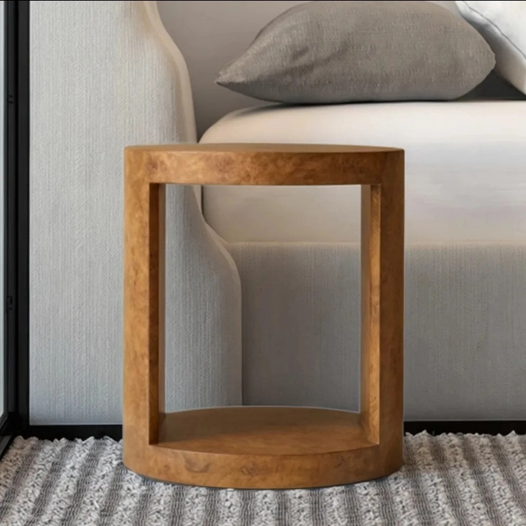 Table de chevet de luxe en bois rond en bois