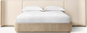 Lit en tissu étendu réglable en bois massif de style américain