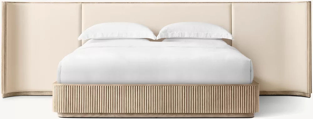 Lit en tissu étendu réglable en bois massif de style américain