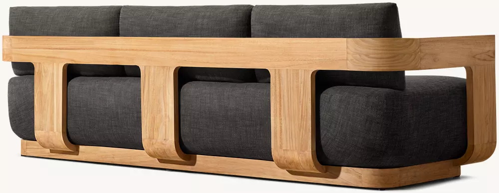 Canapé d'extérieur trois places en teck fait main