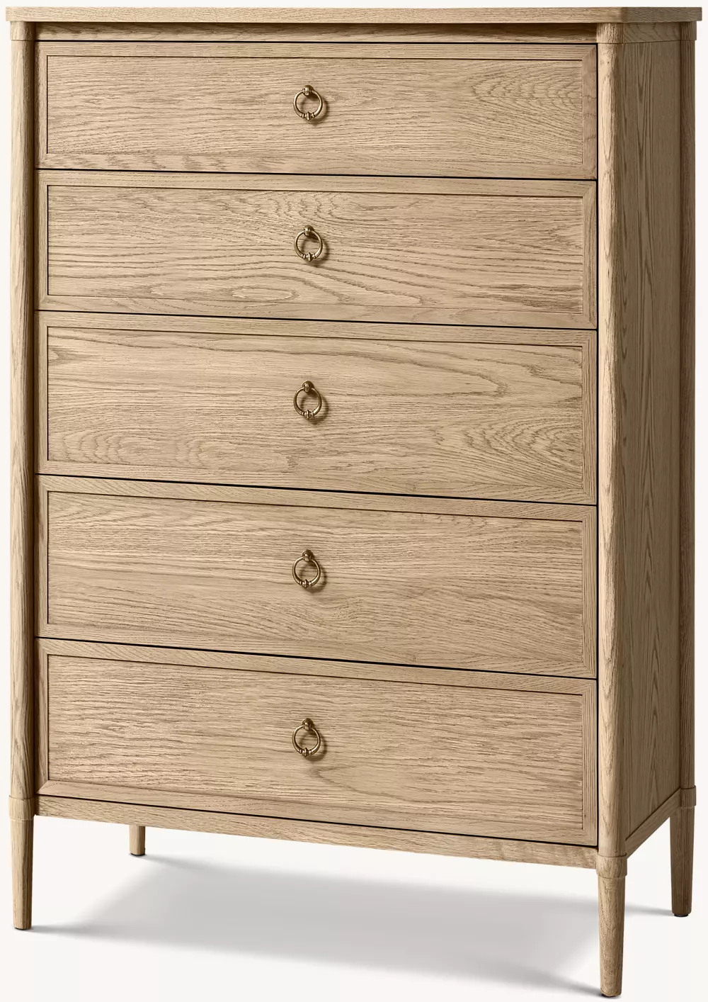 Coiffeuse à cinq tiroirs en placage de chêne blanc