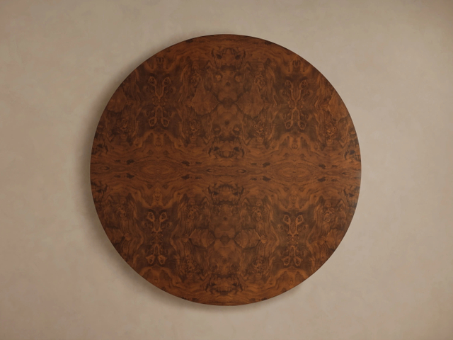 Table basse ronde en bois de loupe d'arbre