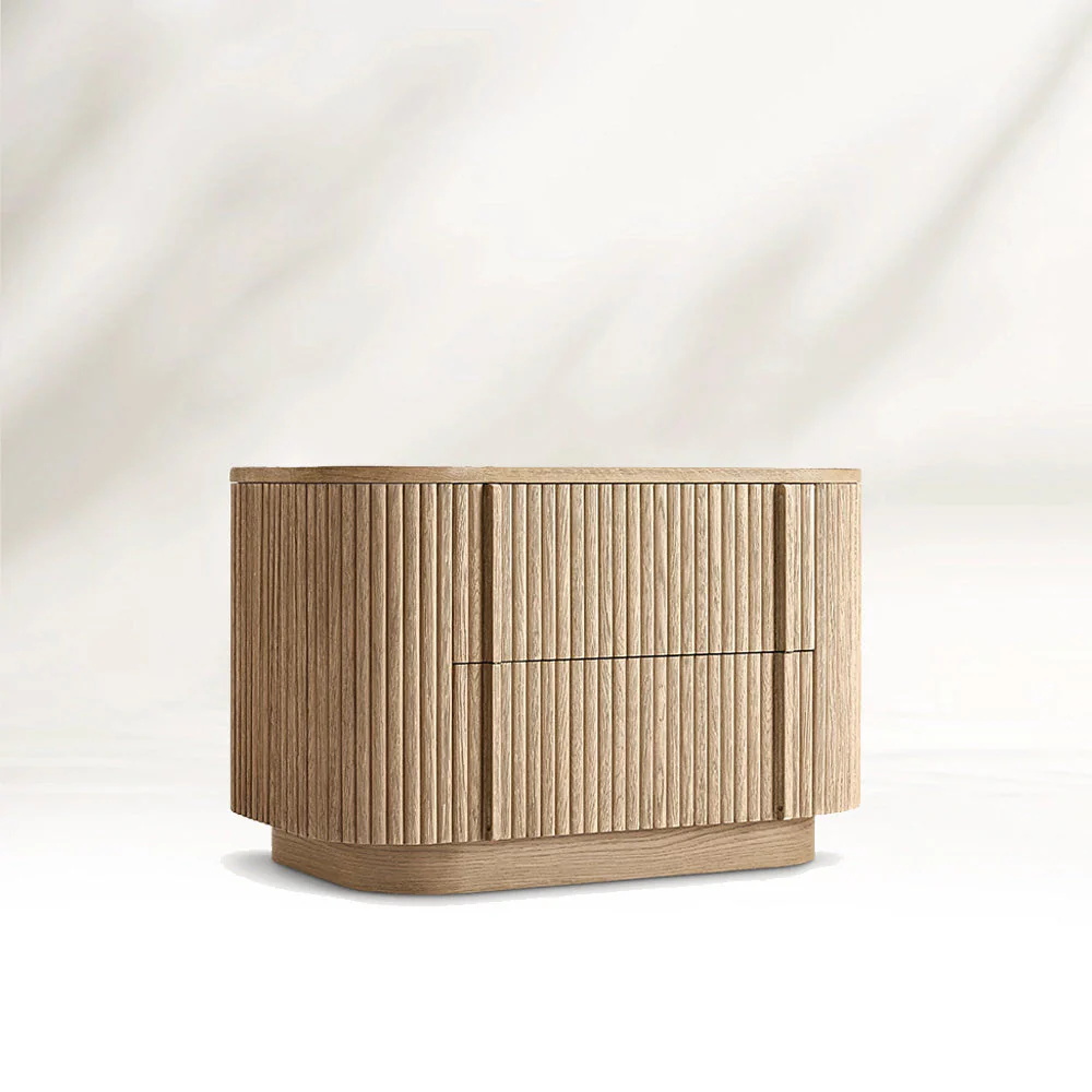 Table de nuit incurvée verticale à rayures