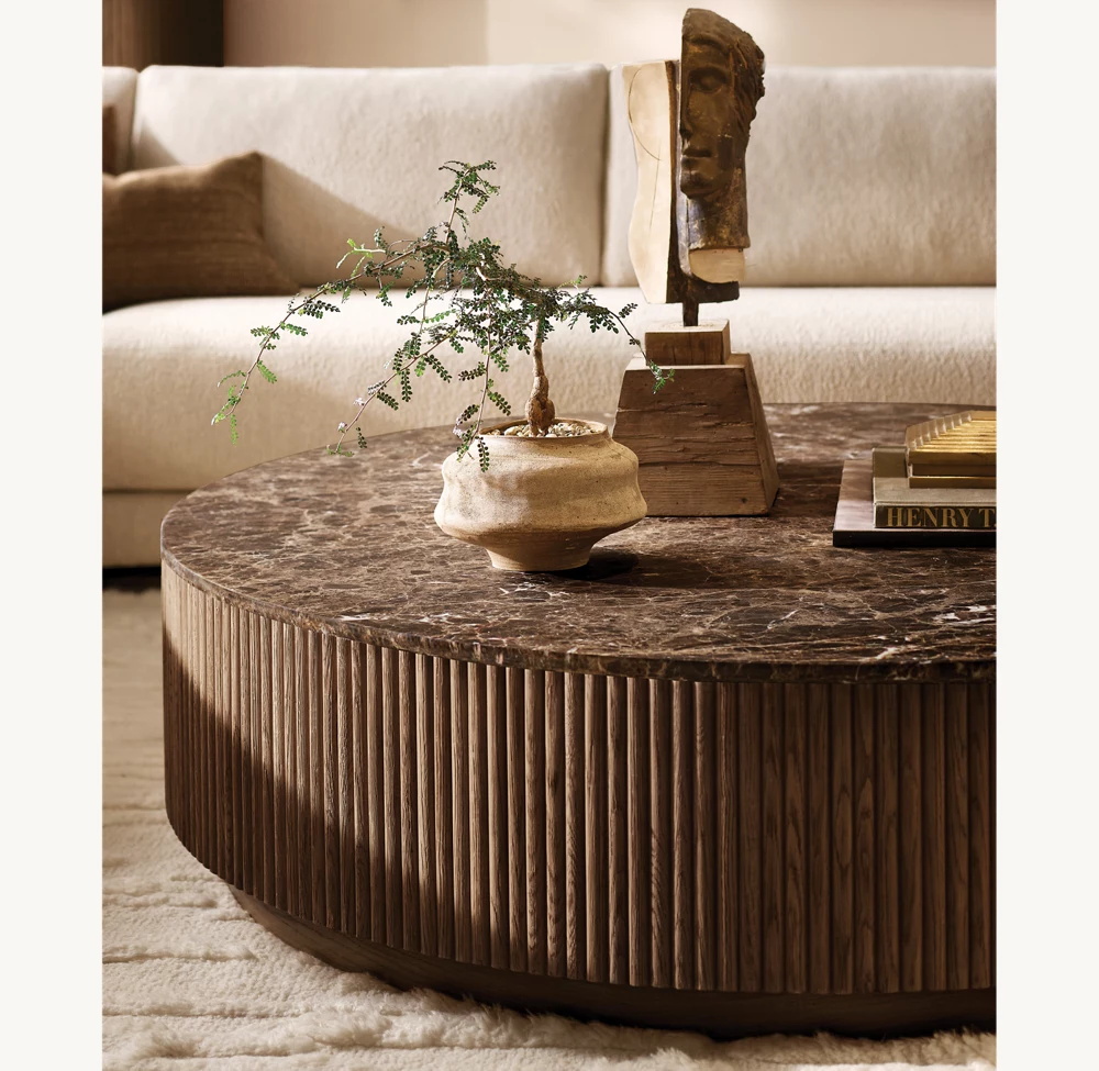 Table basse rond du socle en pierre