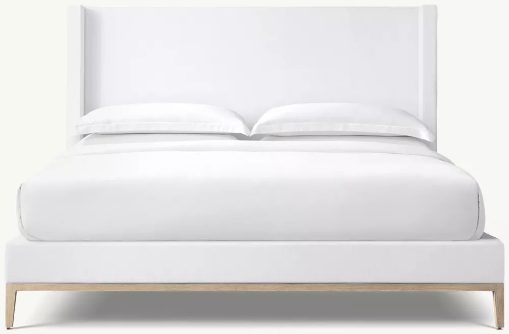  Lit de plate-forme d'abri de tissu - base de chêne