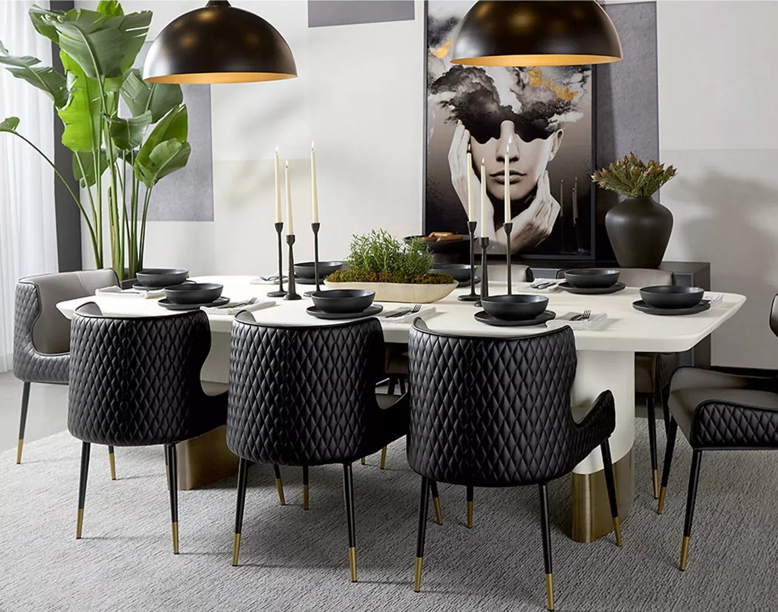 Table &agrave; manger rectangulaire en deux couleurs