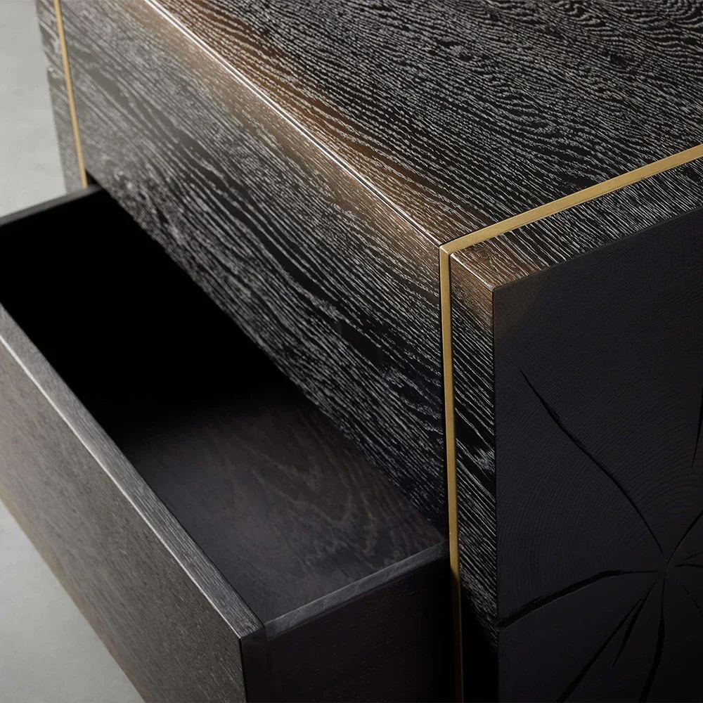 Two - Tiroir Élégant table de chevet en bois foncé