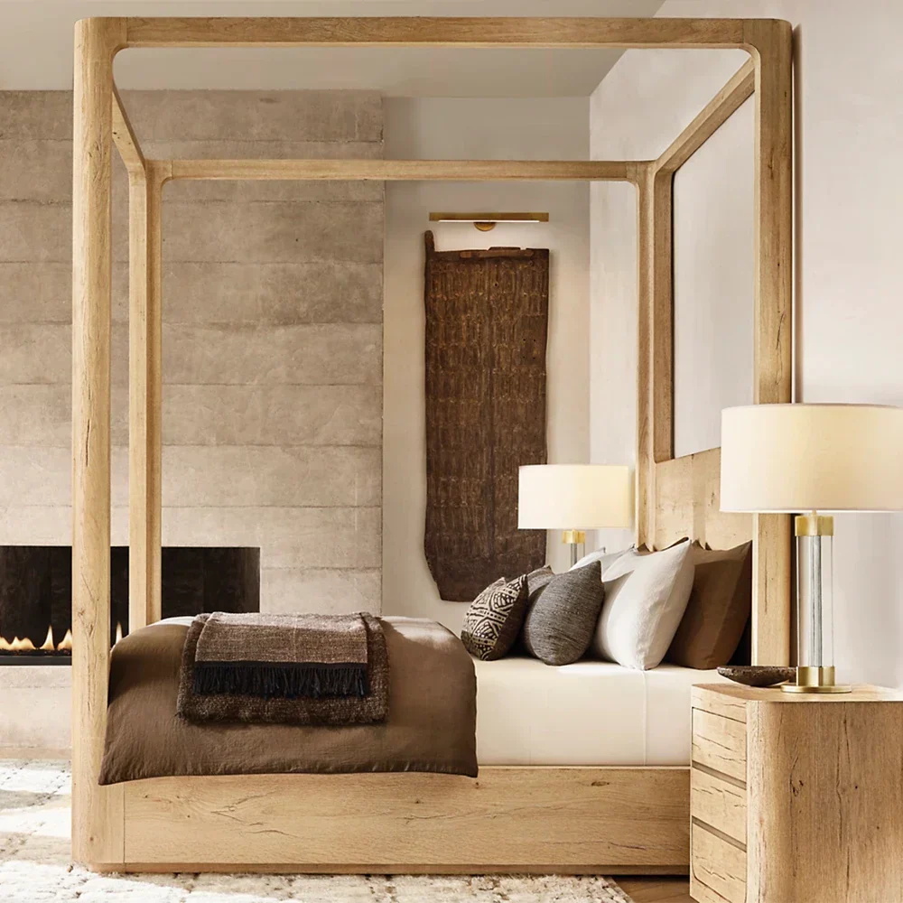 Lit à quatre postes de bois de style minimaliste moderne