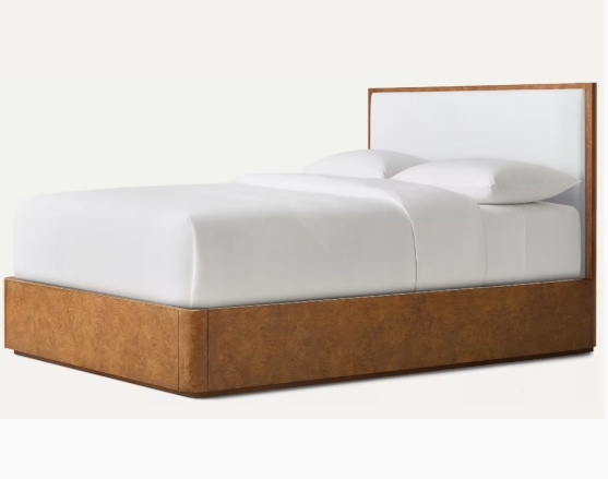 Finition d'écorce d'arbre lit en bois massif chêne blanc lit