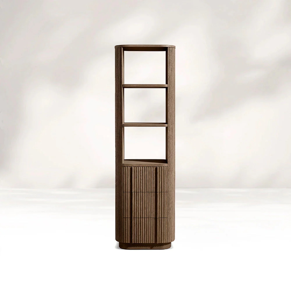 Étagère de rangement unique en bois léger à grain naturel