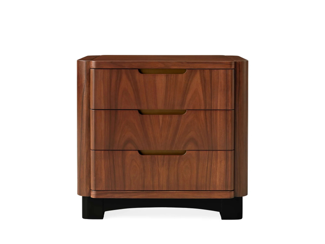 Table de chevet à trois dessins en chêne en chêne en chêne