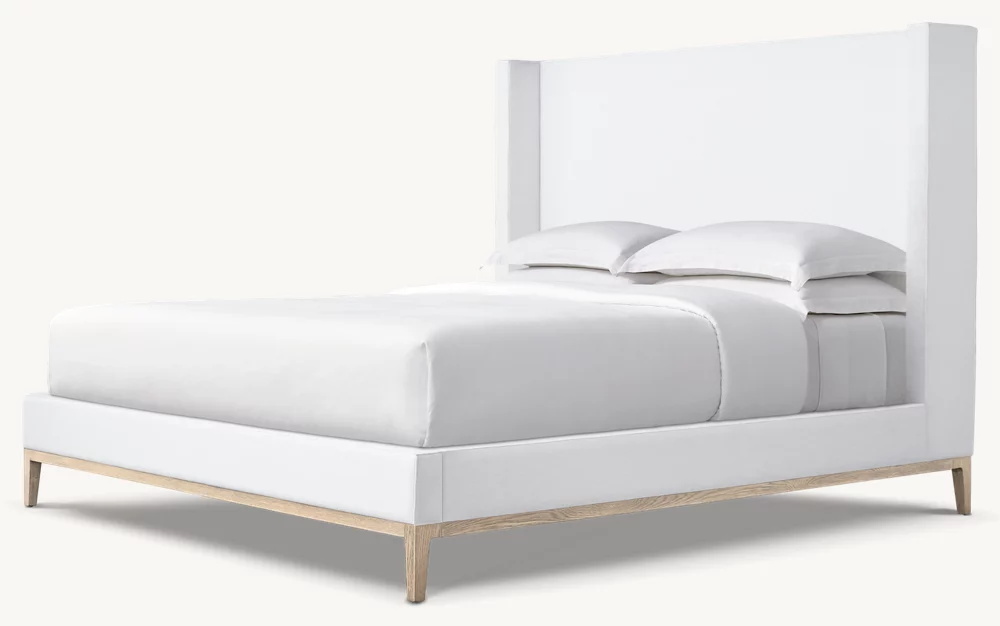  Lit de plate-forme d'abri de tissu - base de chêne