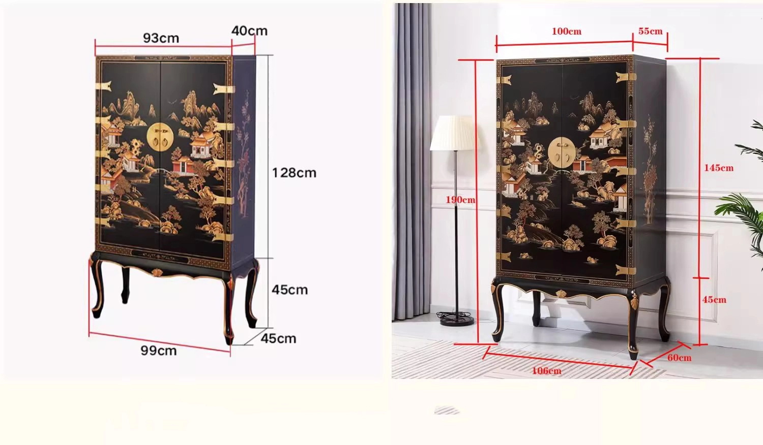 Nouvelle armoire classique chinoise peinte &agrave; la main