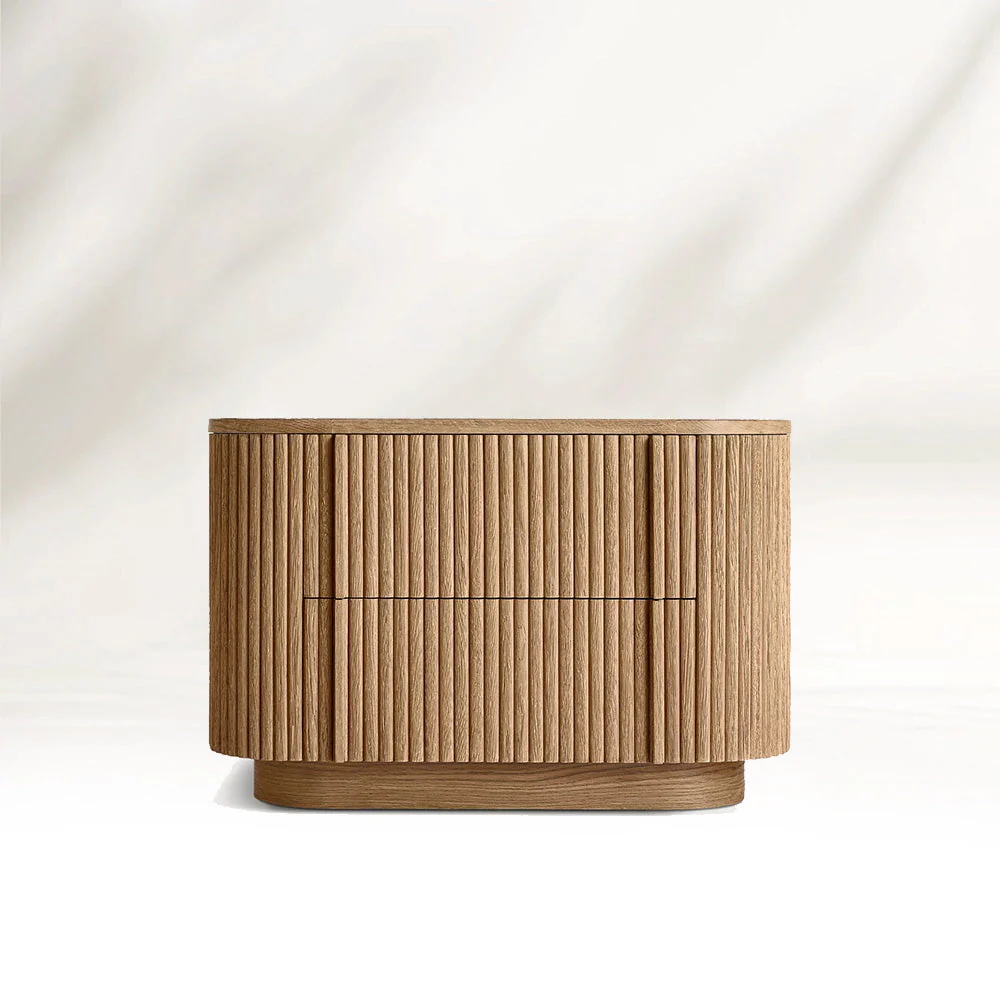 Table de nuit incurvée verticale à rayures