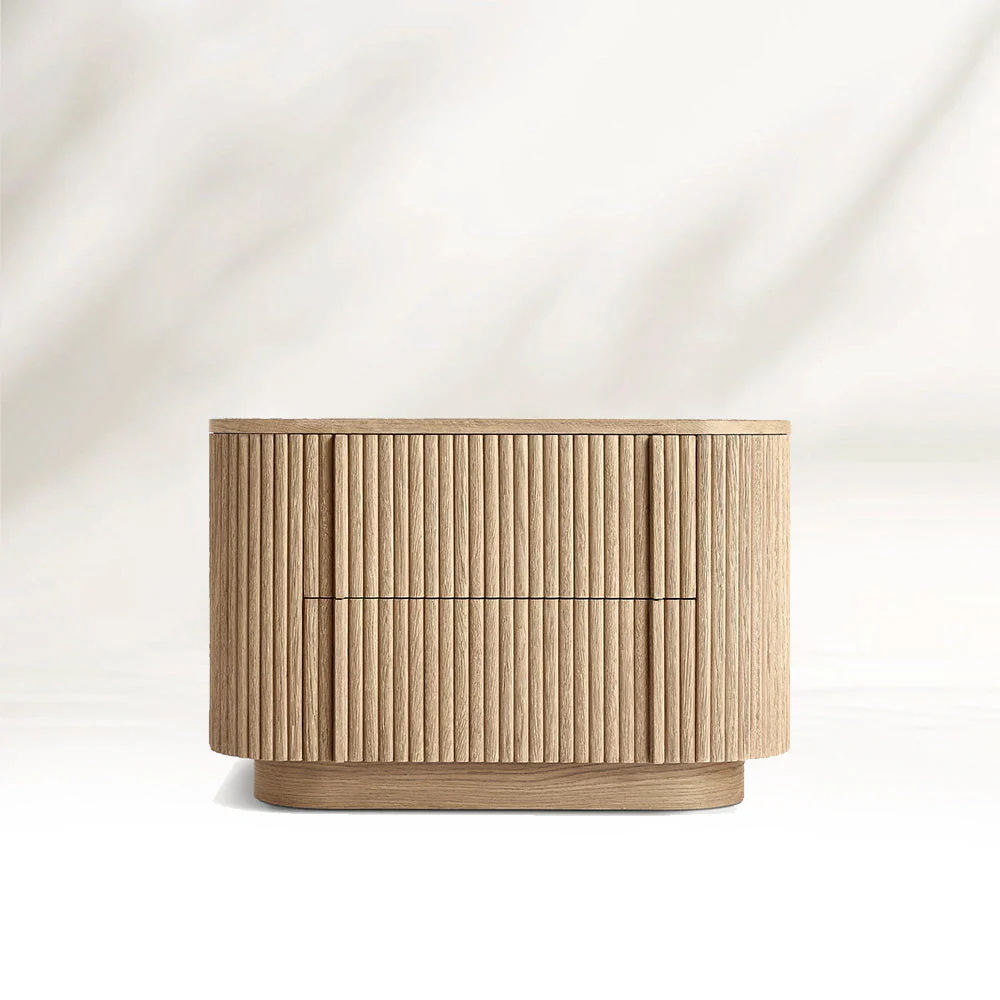 Table de nuit incurvée verticale à rayures