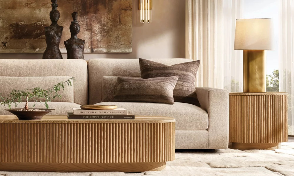 Table basse à base de pierre carrée