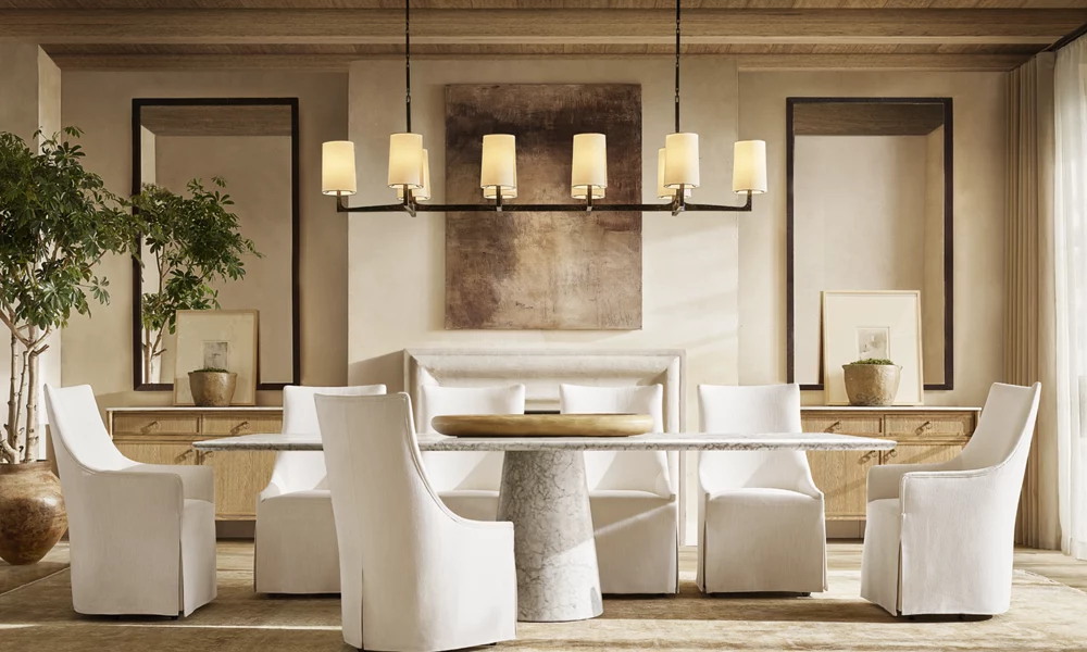 Buffet en chêne blanc à double porte et comptoir en marbre