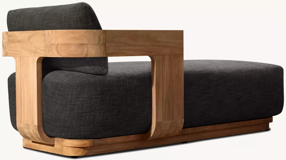 Chaise longue d'extérieur en teck de loisirs