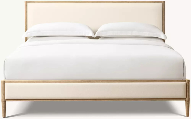 Lit en bois massif recouvert de tissu