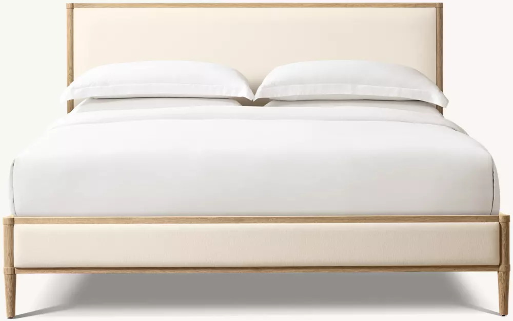 Lit en bois massif recouvert de tissu