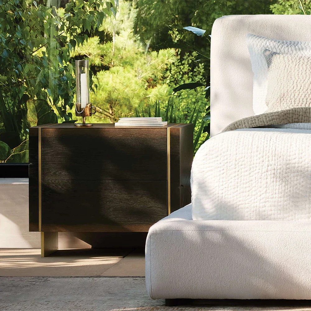 Two - Tiroir Élégant table de chevet en bois foncé