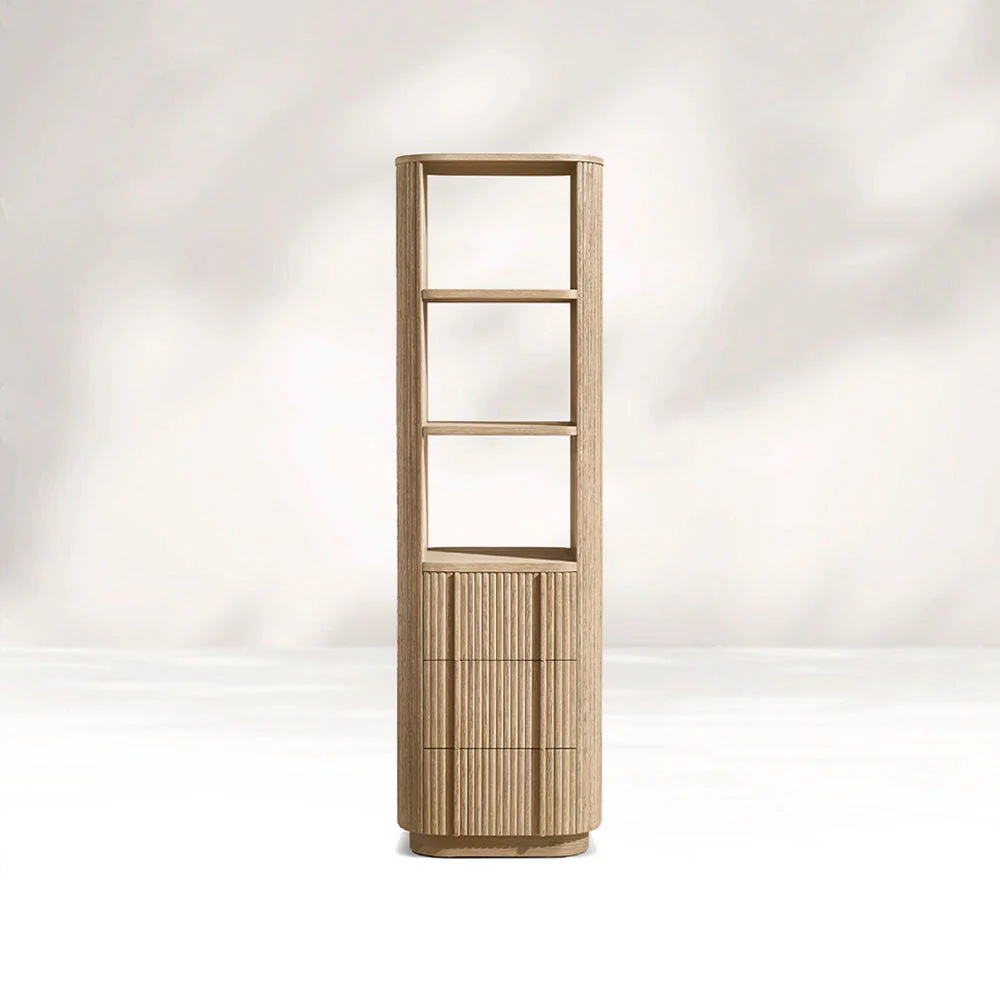 Étagère de rangement unique en bois léger à grain naturel