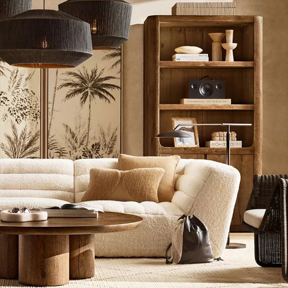 Étagère de rangement en bois inspirée naturelle