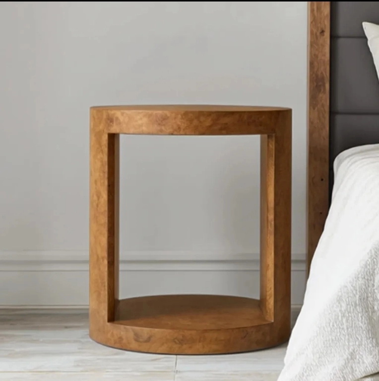 Table de chevet de luxe en bois rond en bois
