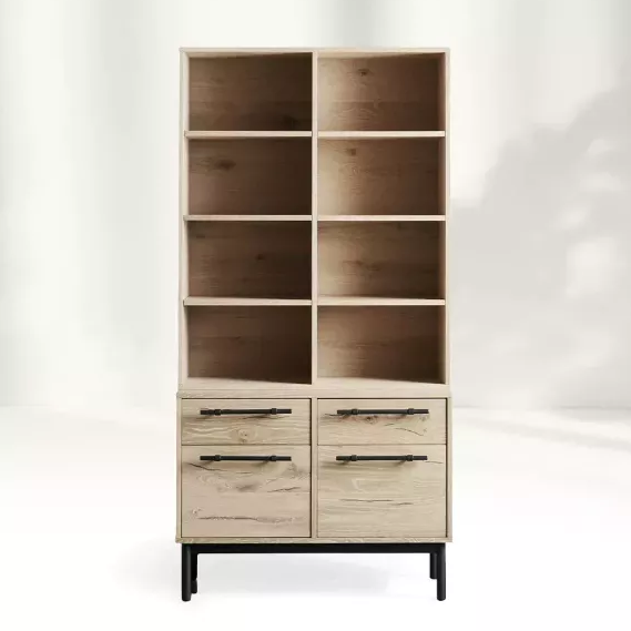 Étagère en bois léger avec des tiroirs: une intégration profonde de la fonctionnalité et de l'esthétique de la maison