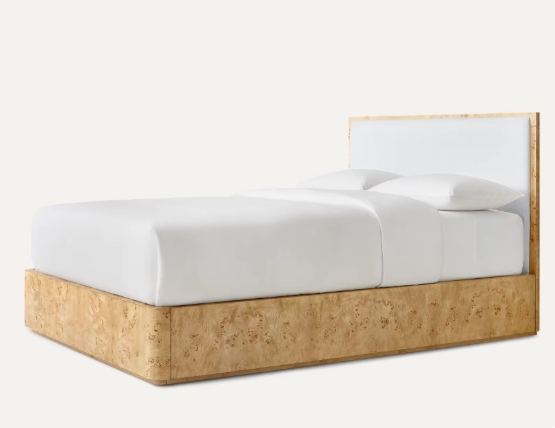 Finition d'écorce d'arbre lit en bois massif chêne blanc lit