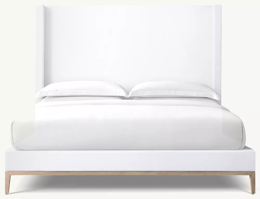  Lit de plate-forme d'abri de tissu - base de chêne