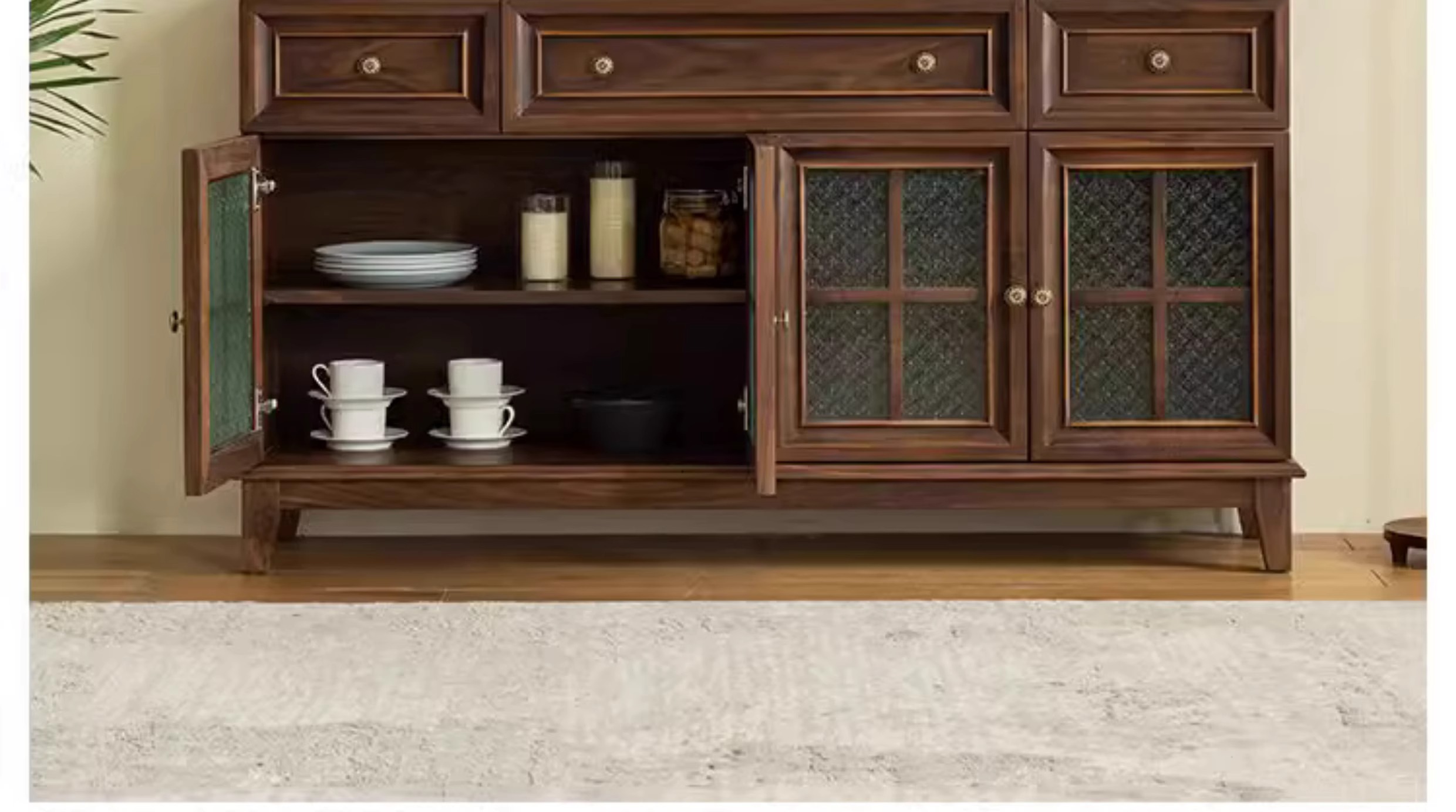 Buffet en bois massif en noyer noir