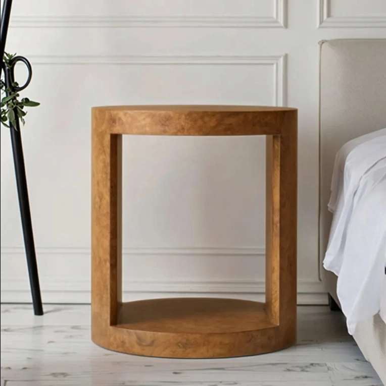 Table de chevet de luxe en bois rond en bois