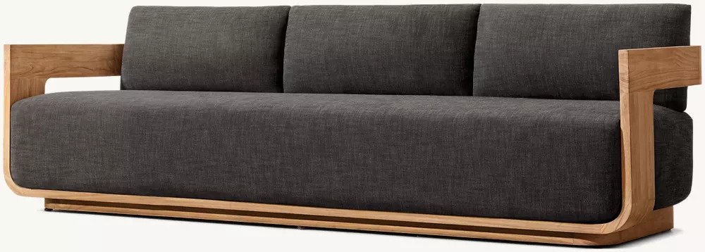 Canapé d'extérieur trois places en teck fait main