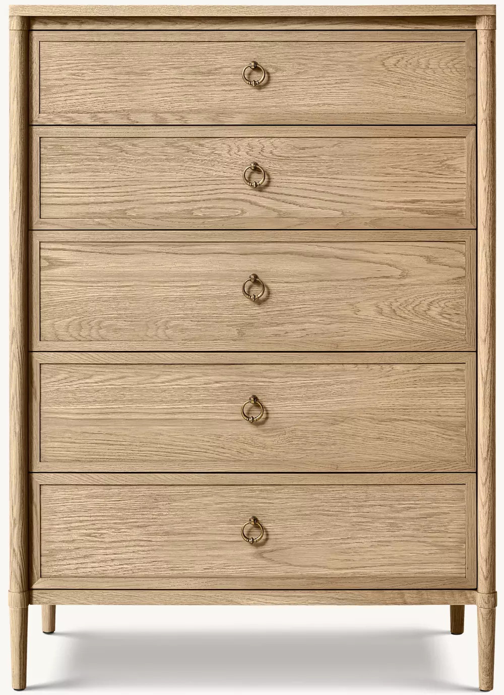 Coiffeuse à cinq tiroirs en placage de chêne blanc