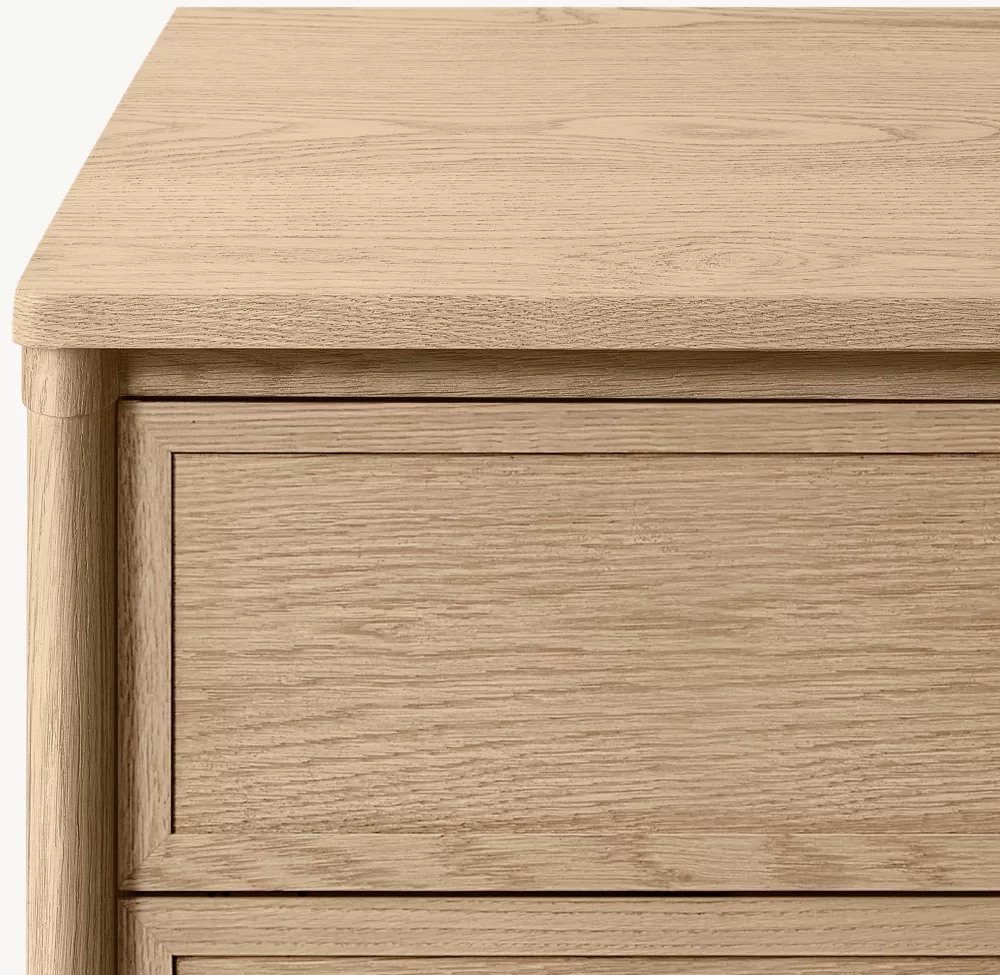 Commode à six tiroirs en chêne blanc à motifs