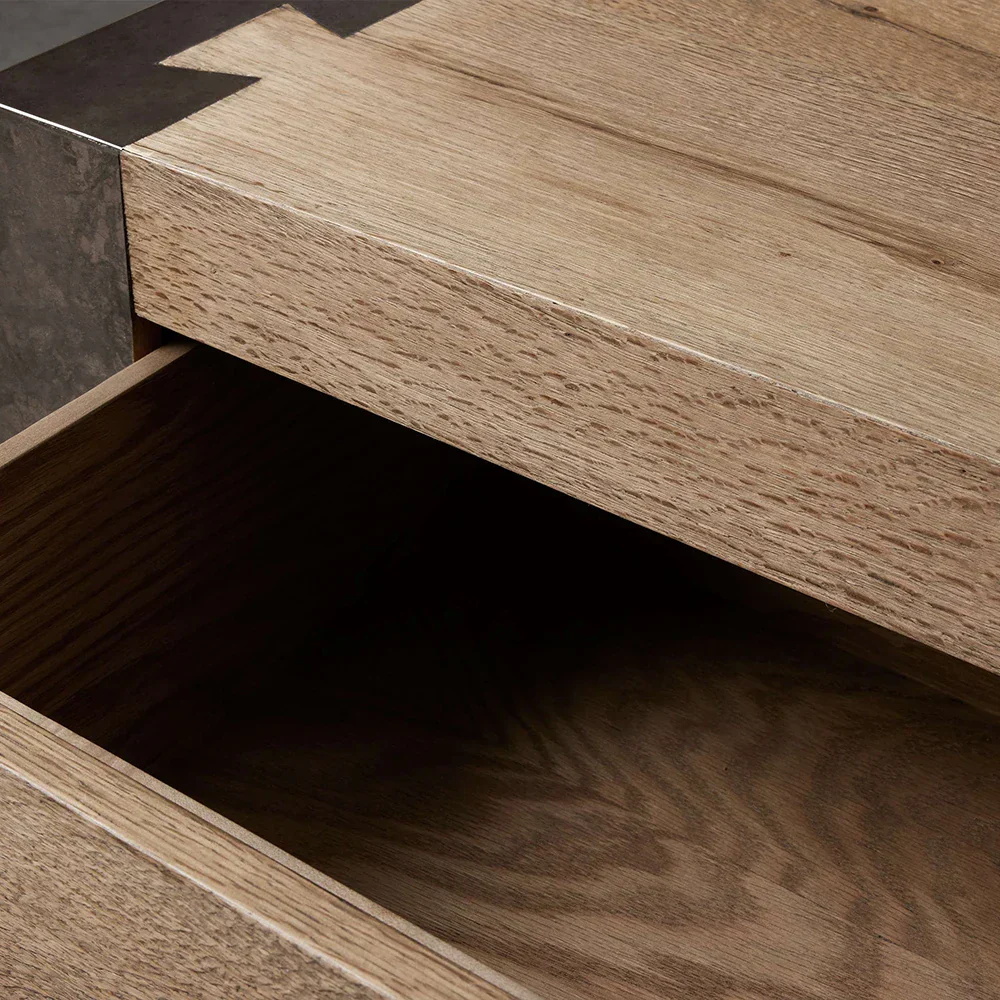 Two - Tone Double - Tiroir Nightstand