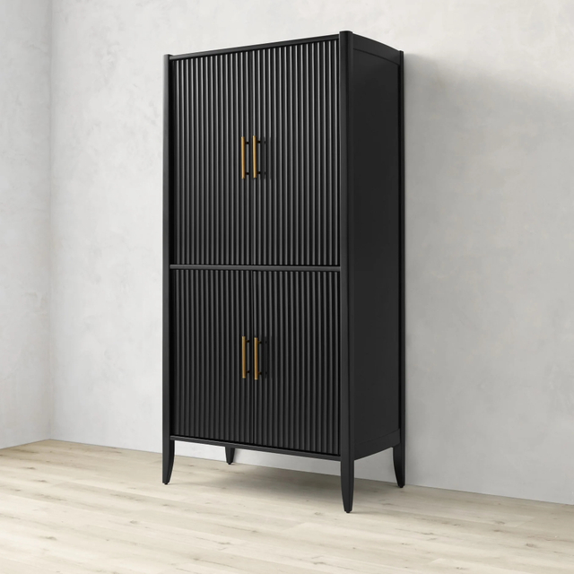 Armoire rainageuse en bois noir moderne