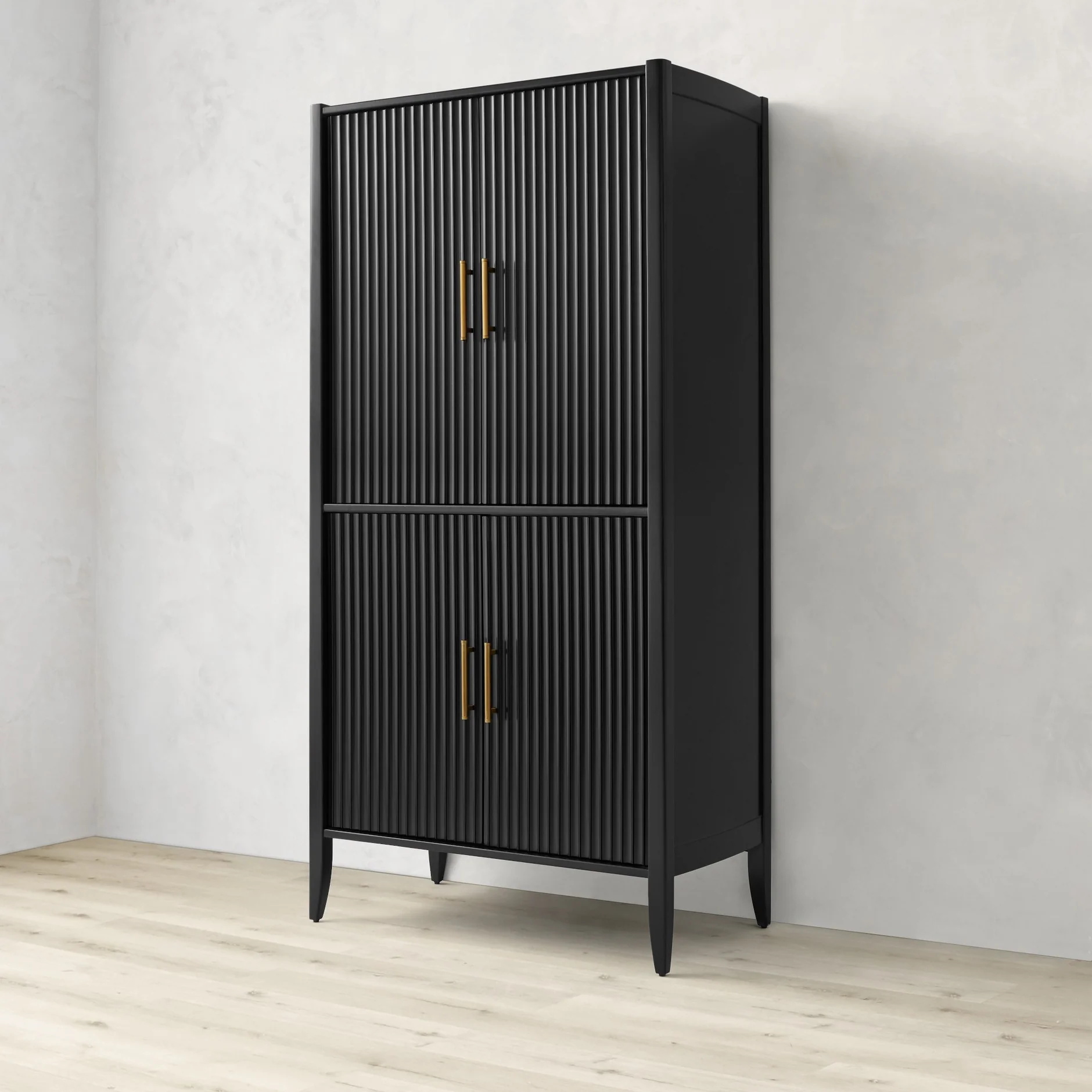 Armoire rainageuse en bois noir moderne