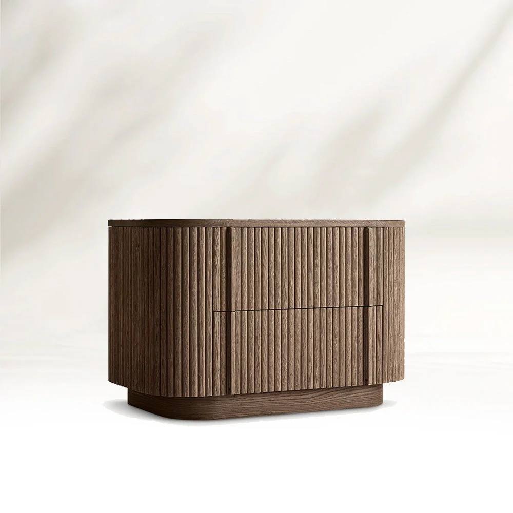 Table de nuit incurvée verticale à rayures