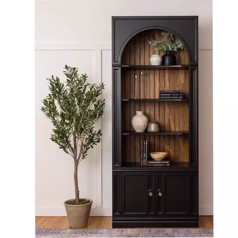 Bibliothèque rétro en bois massif en bois massif