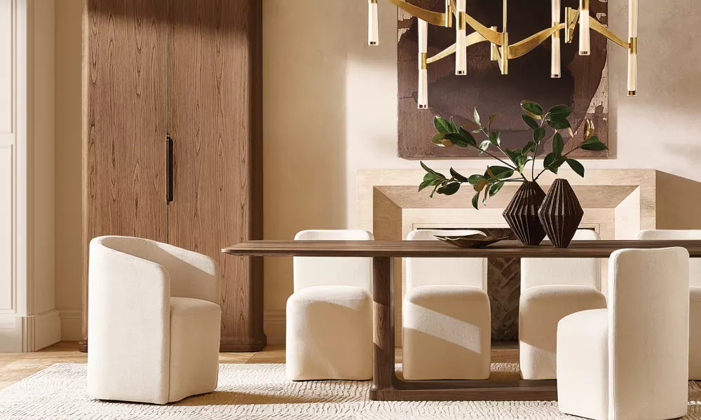 Tissu moderne fauteuil minimaliste en bois massif pour manger